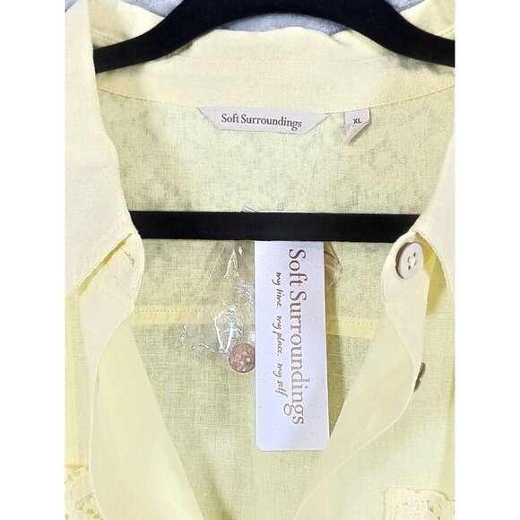 Soft Surroundings Size XL Yellow Iris Surfspray Tunic Shirt Linen Cotton Blend - Picture 9 of 10